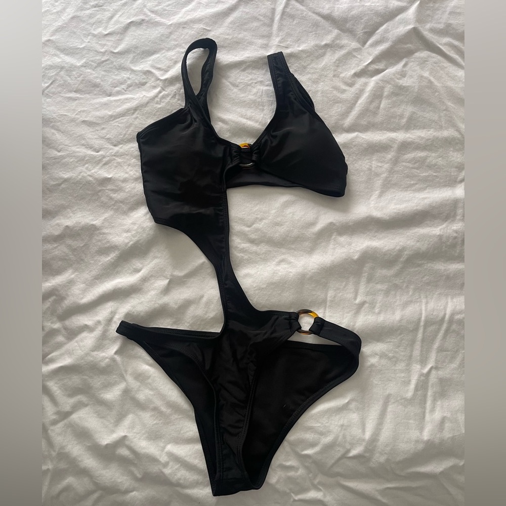 Black one piece swim suit